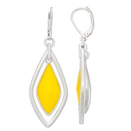 Napier Silver-Tone & Yellow Illusion Orbital Leverback Earrings
