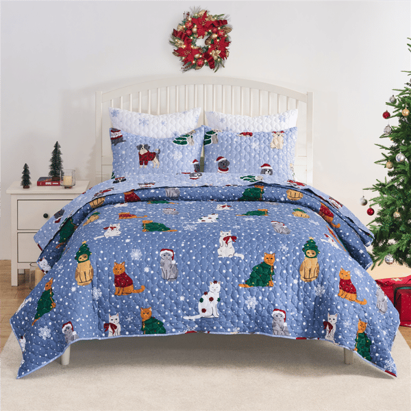 Greenland Home Fashions™ Winter Whiskers Festive Pets Quilt Set