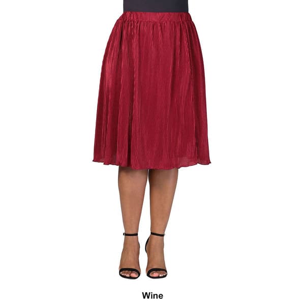 Plus Size 24/7 Comfort Apparel Elegant Accordion Party Midi Skirt