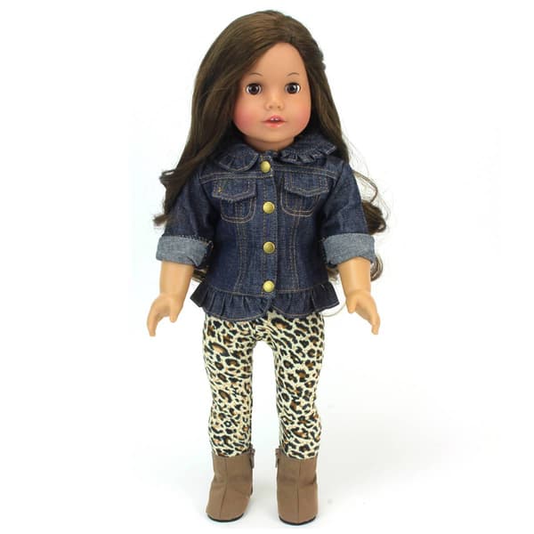 Sophia&#39;s® Ruffled Jean Jacket &amp; Animal Leggings Set