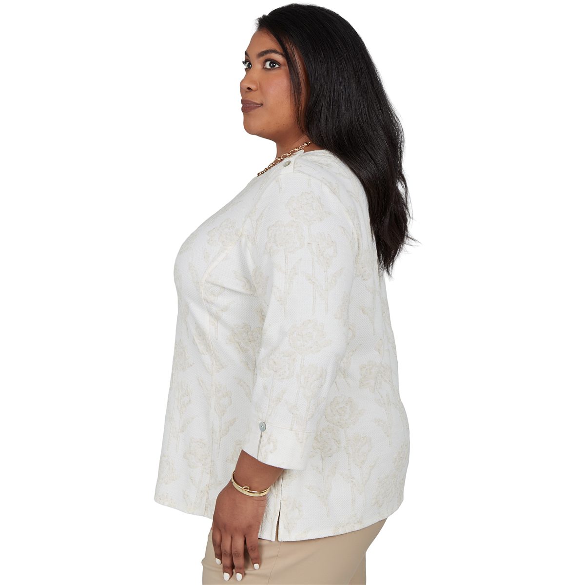 Plus Size Alfred Dunner Cityscape 3/4 Sleeve Floral Blouse