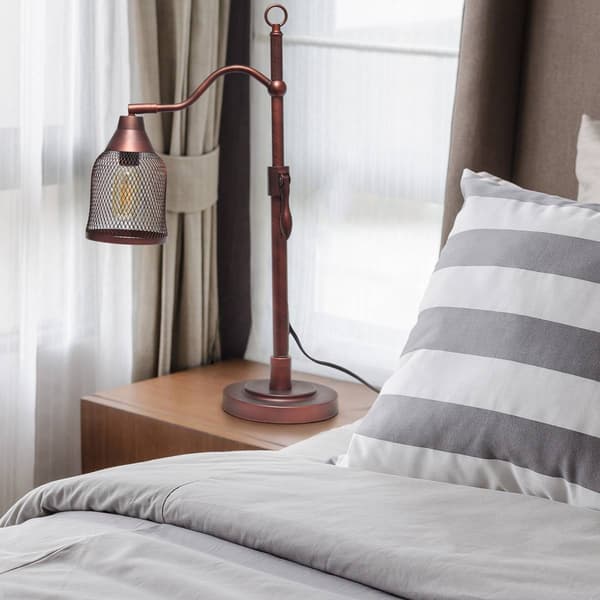 Lalia Home Studio Loft Vintage Arch Table Lamp w/Iron Mesh Shade
