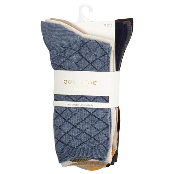Womens Gold Toe® 6pk. Textured Crew Socks