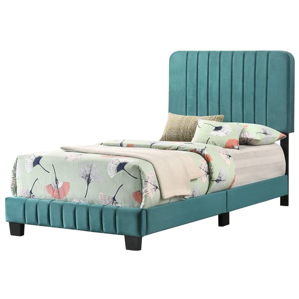 Passion Furniture Lodi Velvet Upholstered Tufted Bed Frame - Twin - image 