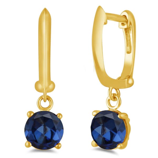 Gemstone Classics(tm) Gold Created Blue Sapphire Earrings