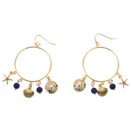 Ashley Cooper(tm) Blue Gold-Tone Hoop Sealife Charm Earrings