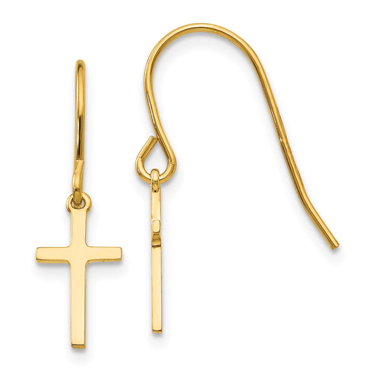 Gold Classics™ 14kt. Gold Cross Shepherd Hook Earrings