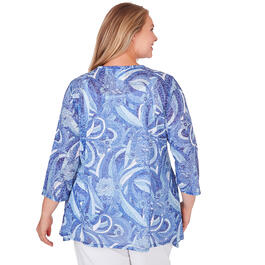 Plus Size Ruby Rd. Must Haves II 3/4 Sleeve Knit Swirl Floral Tee