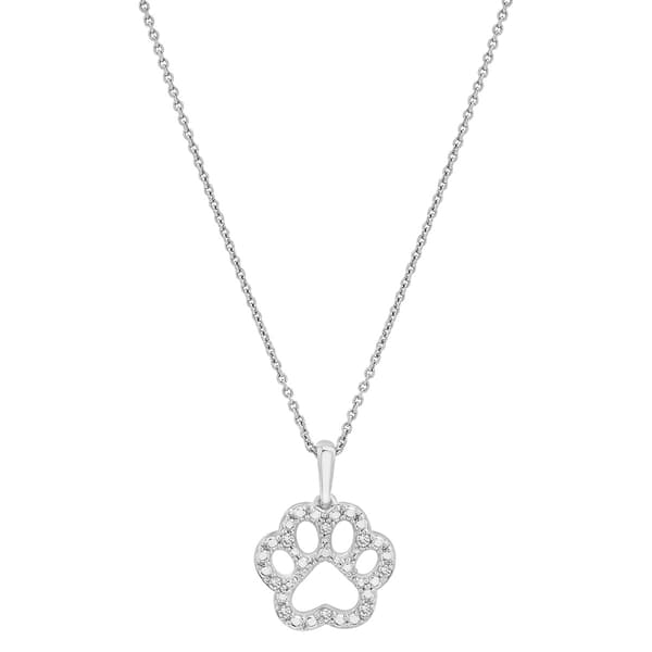 Diamond Classics(tm) Sterling Silver & Diamond Paw Print Pendant - image 