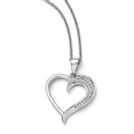 Sterling Silver & CZ Open Heart Necklace