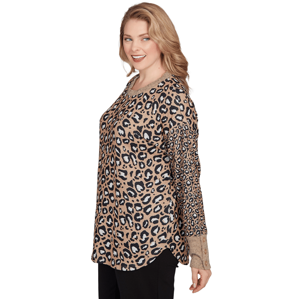 Plus Size Ruby Rd. Cozy Time Long Sleeve Leopard Sweater