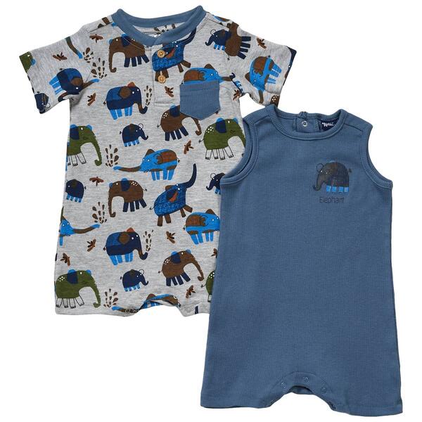 Baby Boy &#40;NB-9M&#41; Baby Rebels&#40;R&#41;  2pc. Elephant Rompers - image 