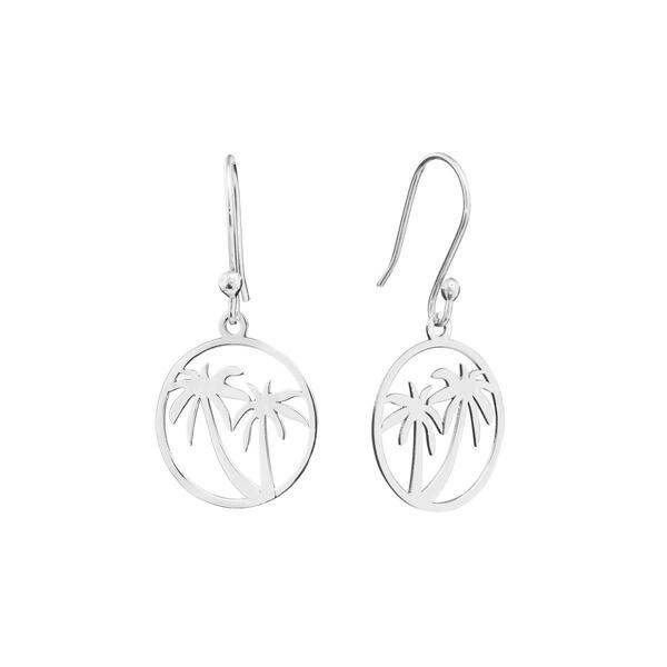 Athra Sterling Silver Laser Cut Palm Tree Drop Earrings - image 