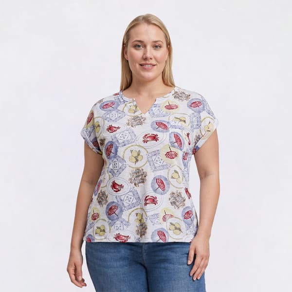 Plus Size Architect(R) Dolman Sleeve Split Neck Linen Like Tee - image 