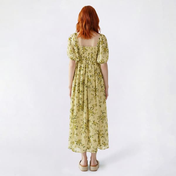 Juniors Wallflower Iris Floral Chiffon Bodice Maxi Dress - Lemon