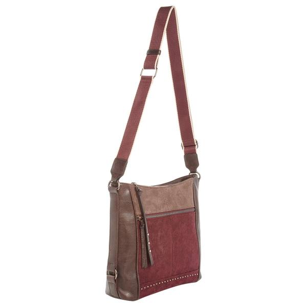 DS Fashion Ultrasuede Color Block Crossbody - Plum/Multi