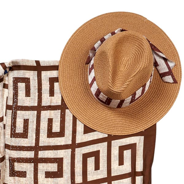 Womens Adrienne Vittadini 2pc. Abstract Kimono Hat Set - image 