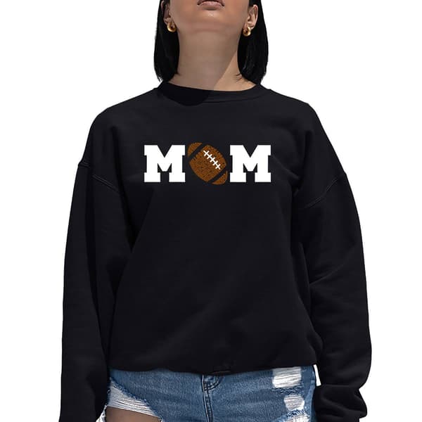 Womens LA Pop Art Football Mom - Word Art Crewneck Sweatshirt