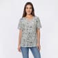 Petite Emily Daniels Short Sleeve Leaf Split Neck Blouse - image 1