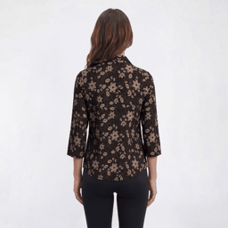Womens Emily Daniels 3/4 Sleeve Floral Dot Casual Button Down
