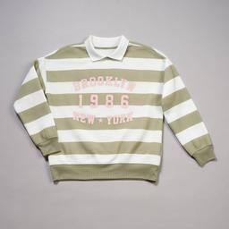 Girls (7-16) No Comment Brooklyn Oversized Stripe Polo Sweatshirt
