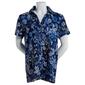 Womens Jeno Neuman Crinkle Knit Floral Button Down-NAVY - image 1