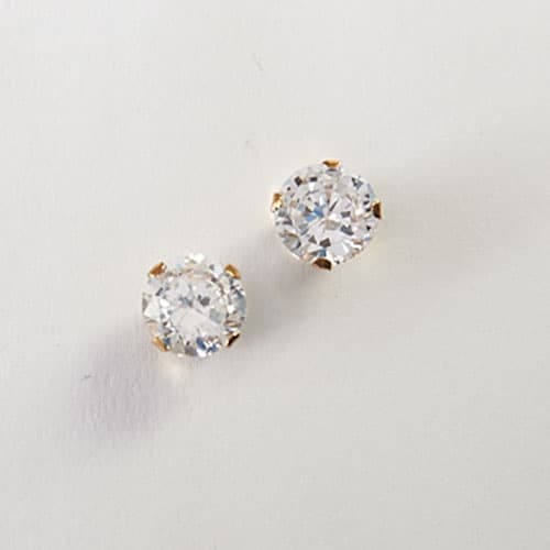 10kt. Yellow Gold Cubic Zirconia Stud Earrings - image 