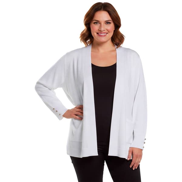 Plus Size 89th & Madison Rib Detail Cardigan with Pockets - image 