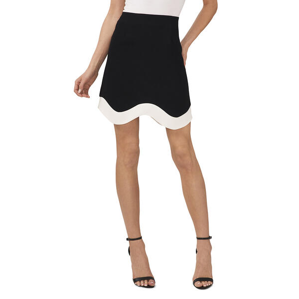 Womens Cece A-Line Skirt with Wavy Contrast Hem - image 