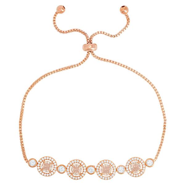 Rose Gold Plated Halo Morganite Bracelet - image 