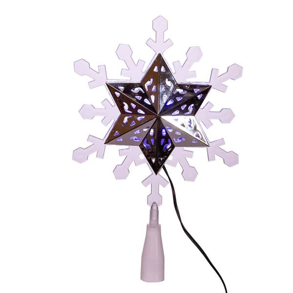 Kurt Adler Blue & White LED Rotating Snowflake Treetop