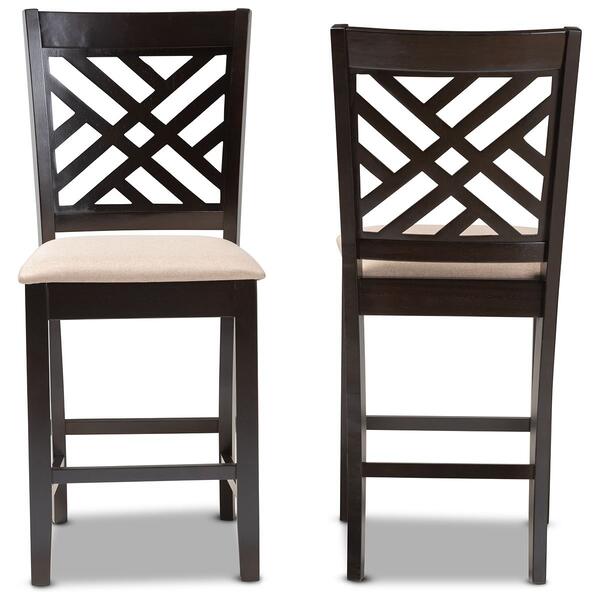 Baxton Studio Caron Wood Counter Height Pub Chairs - Set of 2
