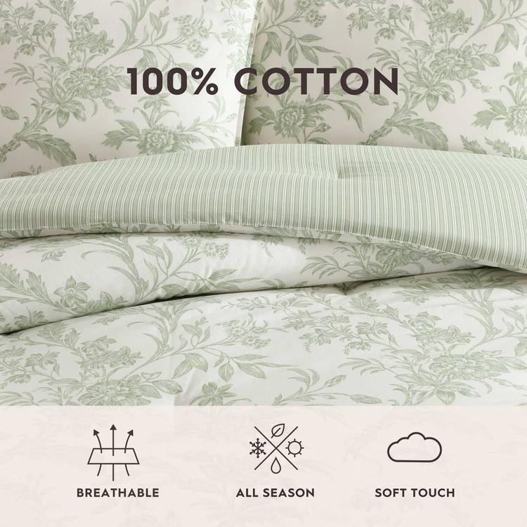 Laura Ashley Natalie Cotton Reversible Duvet Cover Set