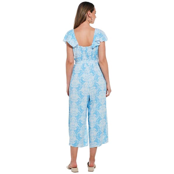 Womens Luxology Scroll Ruffle Challis Jumpsuit