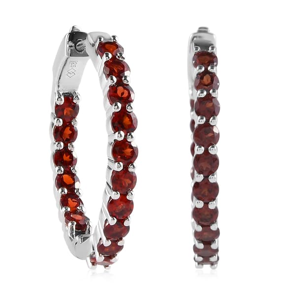 Gemstone Classics&#40;tm&#41; Round Garnet Inside-Out Hoop Earrings - image 