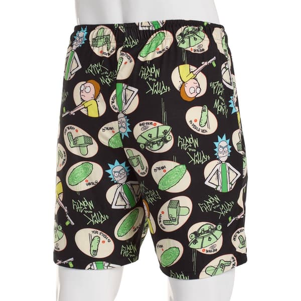 Mens Rick & Morty Pajama Shorts - Black
