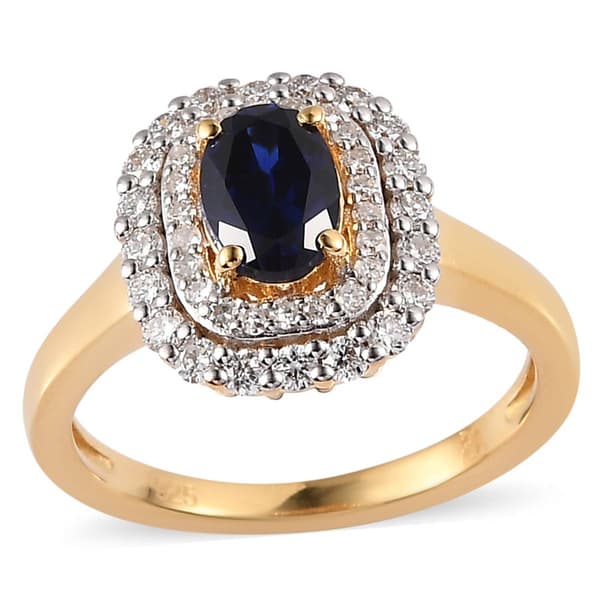 Nova Star(R) Oval Created Sapphire & Lab Grown Diamond Ring - image 