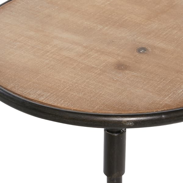 9th & Pike® Round Wood And Metal Accent Table