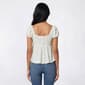 Juniors Pink Rose Crinkle Knit Puff Sleeve Peplum Top - image 2