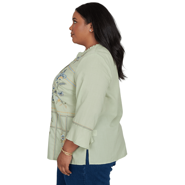 Plus Size Alfred Dunner Indigo Girls Floral Embroidery Blouse