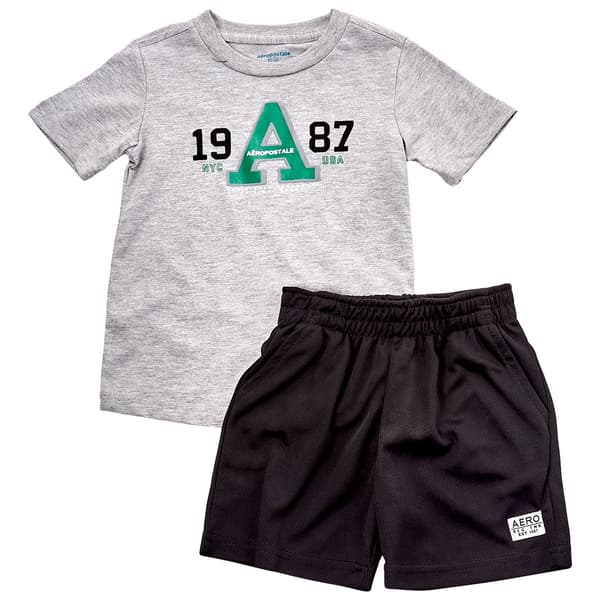 Toddler Boy Aeropostale Shirt And Shorts Set - Grey/Black - image 