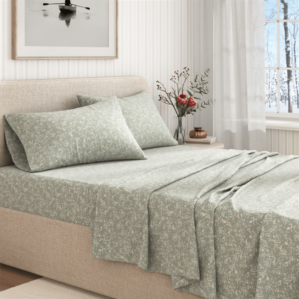 Freshfolds Winter Icy Bloom Flannel Sheet Set