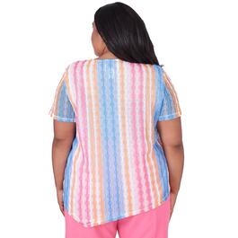 Plus Size Alfred Dunner Paradise Island Spliced Stripe Tee