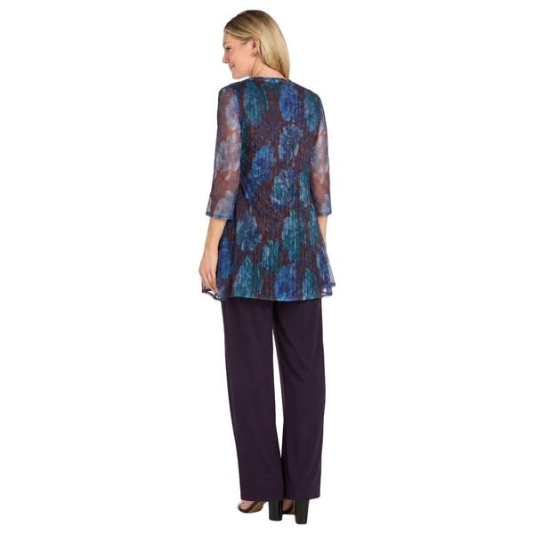 Petite R&M Richards 3/4 Sleeve Floral Jacket Solid Pant Set
