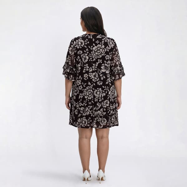 Plus Size Harper 241 Double Ruffle Sleeve Floral A-Line Dress