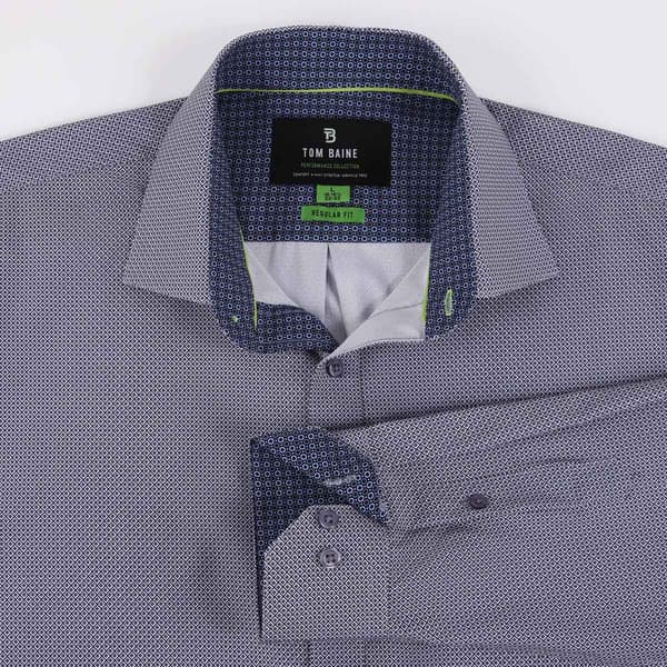 Mens Tom Baine Regular Fit Diamond Dress Shirt - Dark Blue