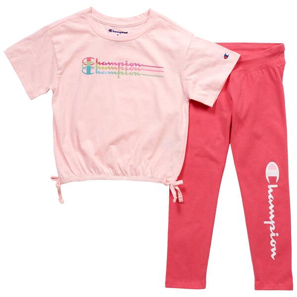 Girls &#40;4-6x&#41; Champion&#40;R&#41; Solid Cinch Waist Top & Leggings Set - image 