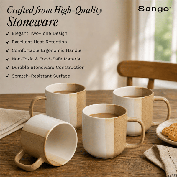 Sango Phoebe Caramel/White Ceramic Coffee Mugs