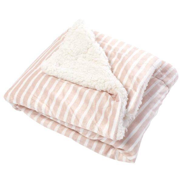 Nicole Miller New York&#40;R&#41; Stripe & Mink Sherpa Blanket - image 