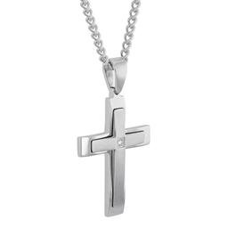Mens Nova Star® Forged 1/20ctw. Lab Grown Diamond Cross Pendant